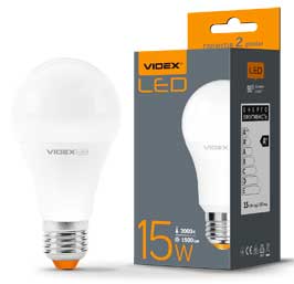  VIDEX LED 15W, E27, 3000K, 220V VL-A65e-15273    .   